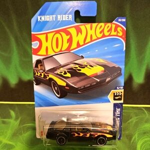 Mattel HotWheels Night Rider K.I.T.T Black Car with Yellow and Orange Flames